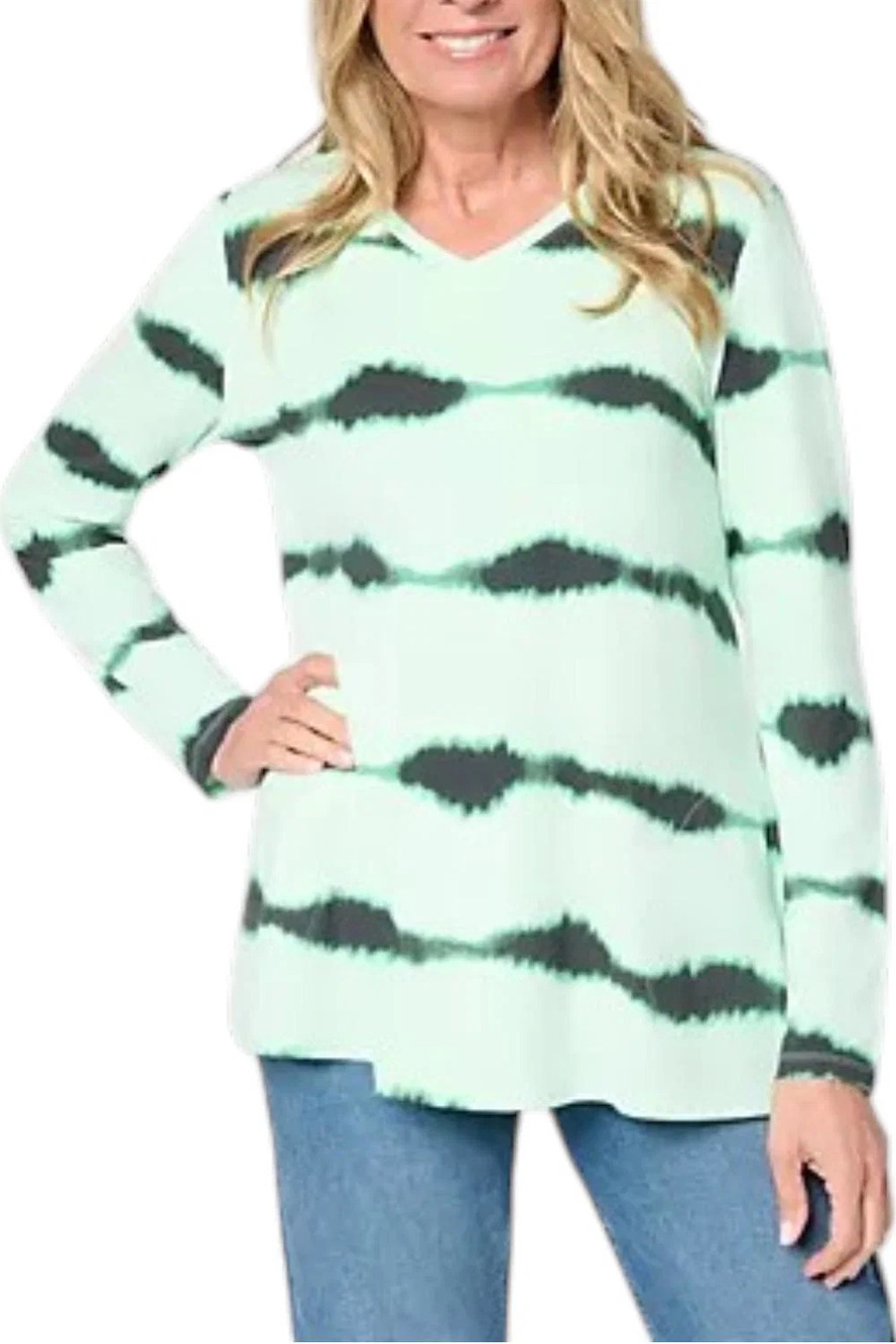 LOGO by Lori Goldstein Rayon 230 Printed Stripe Dye Effect Spce Green - Regular